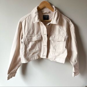 Abercrombie Ecru Denim Cropped Jacket